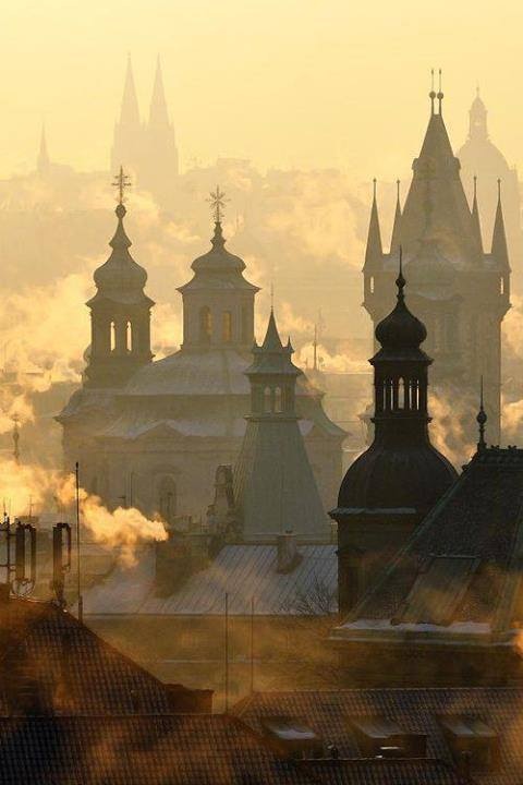 Prague in the fog