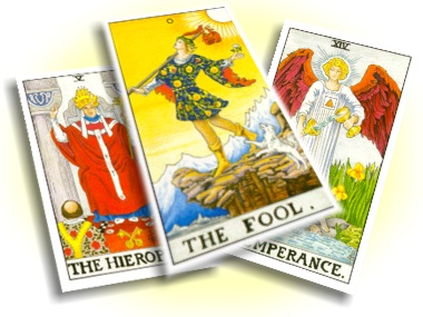 Tarot cards with the famous images designed by Pamela Colman Smith.