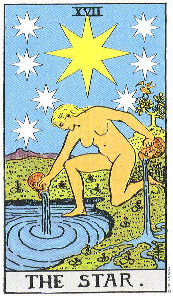 Aquarius is associated with the tarot card The Star, often interpreted in terms of generosity, hope, inspiration, and serenity.