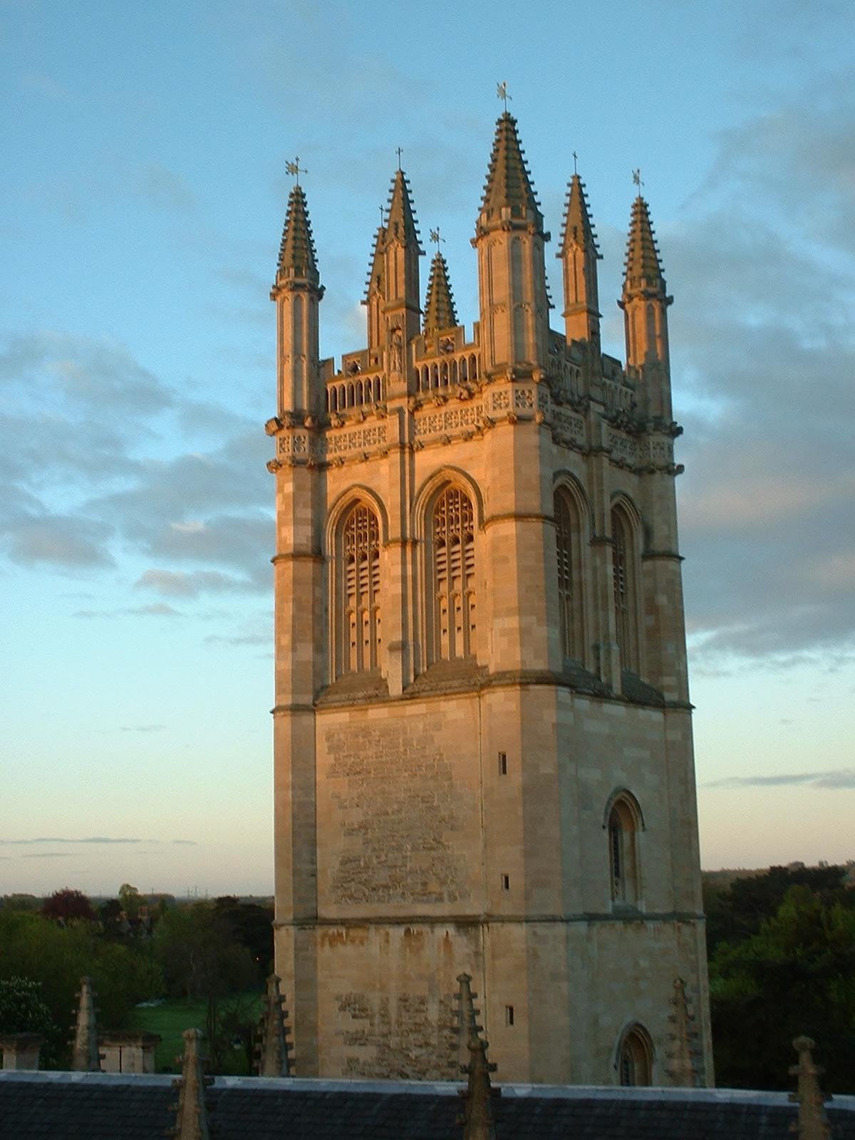 Magdalen Tower, Oxford, is the center of the historic May Day celebrations in the university town.